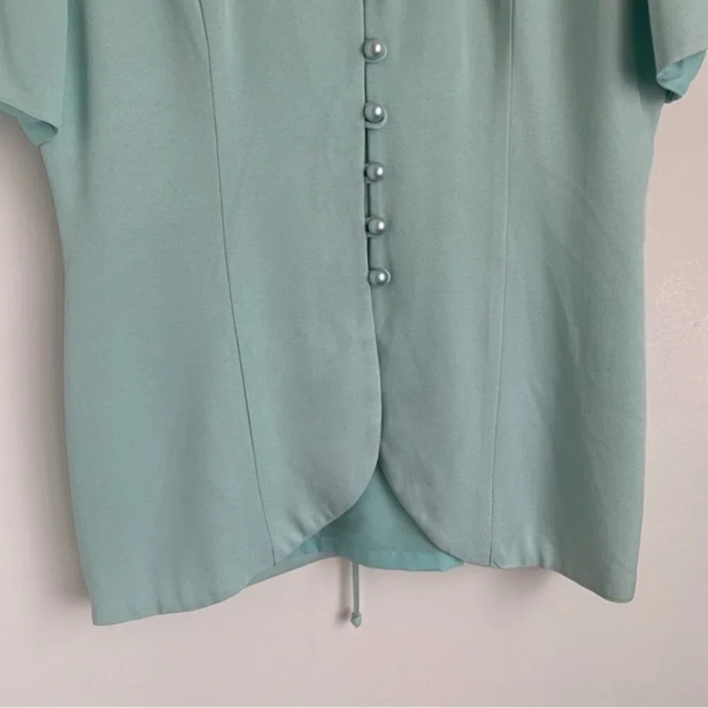Vintage 80s Pastel Aqua Blue Skirt Suit Set